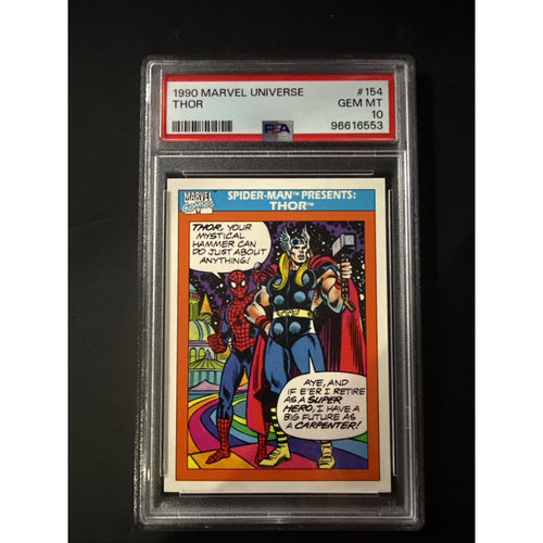1990 Marvel Universe #154 SPIDER-MAN PRESENTS THOR PSA 10