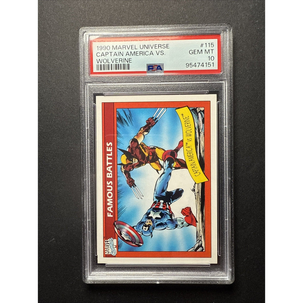 1990 Marvel Universe #115 CAPTAIN AMERICA VS WOLVERINE PSA 10