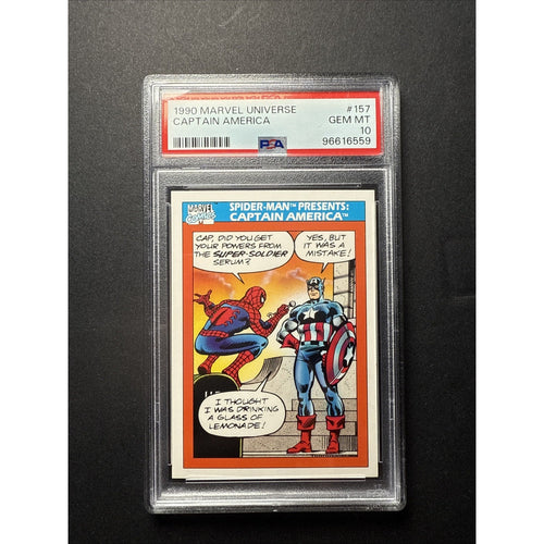 1990 Marvel Universe #157 SPIDER-MAN PRESENTS CAPTAIN AMERICA PSA 10