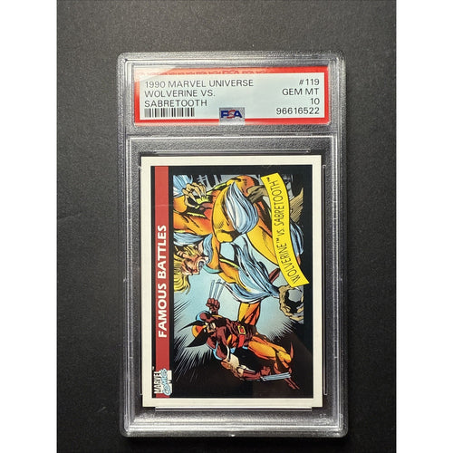 1990 Marvel Universe #119 WOLVERINE VS SABRETOOTH PSA 10